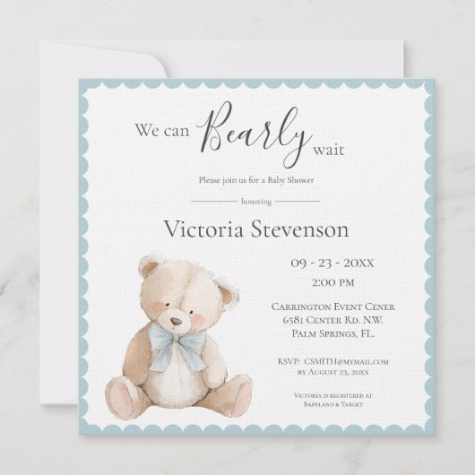We Can Bearly Wait Teddy Bear Baby Shower (正面)