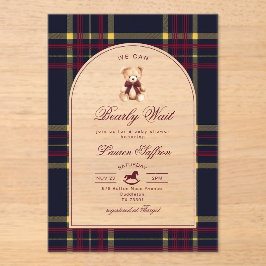 We Can bearly wait Teddy Bear Baby Shower アクリル招待状