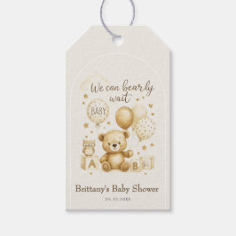 We Can Bearly Wait Teddy Bear Baby Shower  ギフトタグ
