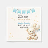 "We Can Bearly Wait! Teddy Bear Baby Shower スタンダードカクテルナプキン (正面)