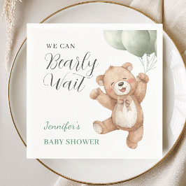 We Can Bearly Wait Teddy Bear Baby Shower スタンダードカクテルナプキン