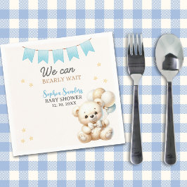 "We Can Bearly Wait! Teddy Bear Baby Shower スタンダードカクテルナプキン