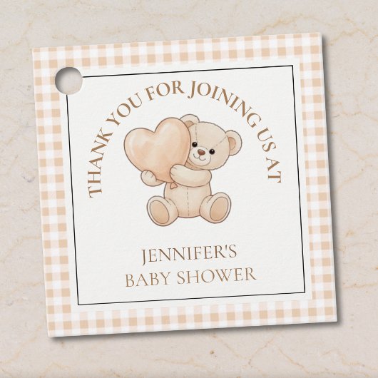 We Can Bearly Wait Teddy Bear Baby Shower フェイバータグ