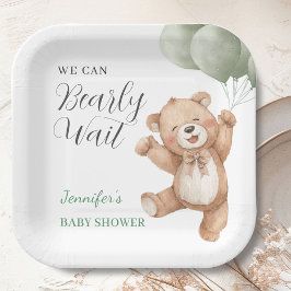 We Can Bearly Wait Teddy Bear Baby Shower ペーパープレート