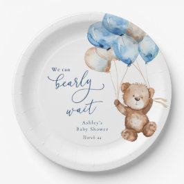 We Can Bearly Wait Teddy Bear Baby Shower ペーパープレート