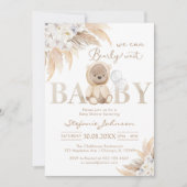 We Can Bearly Wait Teddy Bear Baby Shower 招待状 (正面)