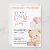 We Can Bearly Wait Teddy Bear Baby Shower 招待状 (正面)