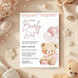 We Can Bearly Wait Teddy Bear Baby Shower 招待状
