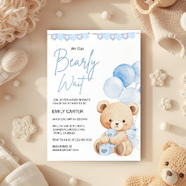 We Can Bearly Wait Teddy Bear Baby Shower 招待状