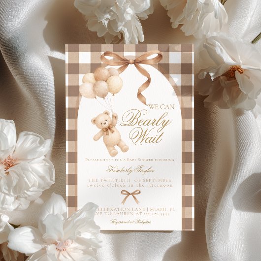 We Can Bearly Wait Teddy Bear Baby Shower 招待状