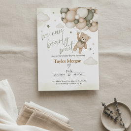 We Can Bearly Wait Teddy Bear Baby Shower  招待状
