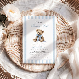 We Can Bearly Wait Teddy Bear Baby Shower 招待状
