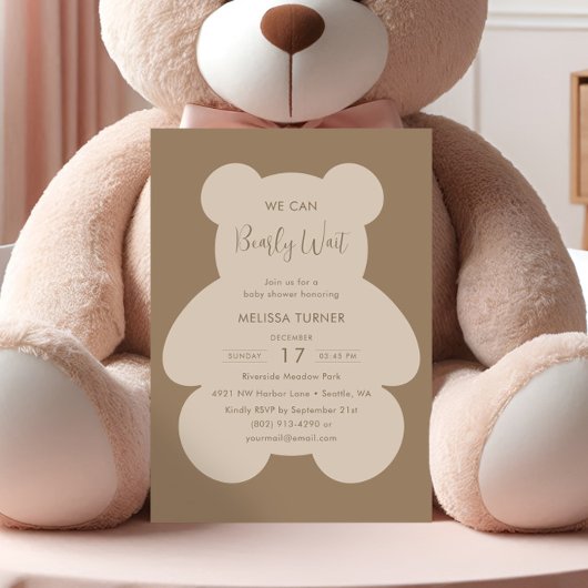 We Can Bearly Wait Teddy Bear Baby Shower 招待状