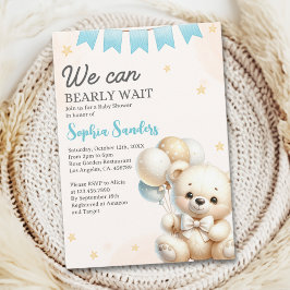 "We Can Bearly Wait! Teddy Bear Baby Shower 招待状