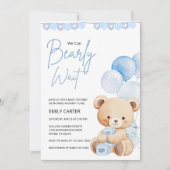 We Can Bearly Wait Teddy Bear Baby Shower 招待状 (正面)