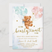 We Can Bearly Wait Teddy Bear Baby Shower 招待状 (正面)