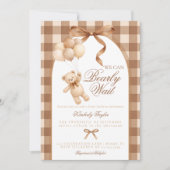 We Can Bearly Wait Teddy Bear Baby Shower 招待状 (正面)