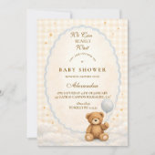 We Can Bearly Wait Teddy Bear Baby Shower 招待状 (正面)