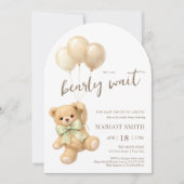 We Can Bearly Wait Teddy Bear Baby Shower 招待状 (正面)