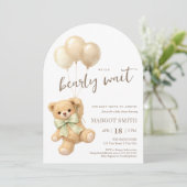 We Can Bearly Wait Teddy Bear Baby Shower 招待状 (スタンド正面)