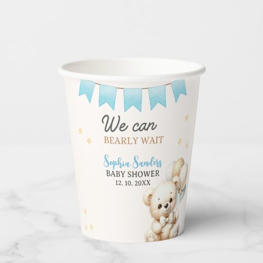 "We Can Bearly Wait! Teddy Bear Baby Shower 紙コップ (裏面)