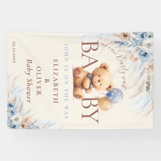We Can Bearly Wait Teddy Bear Baby Shower Backdrop 横断幕 (横)