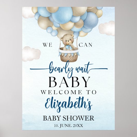 We can Bearly wait - Teddy Bear Baby Shower Boy ポスター (正面)