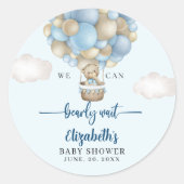 We can Bearly wait - Teddy Bear Baby Shower Boy ラウンドシール (正面)