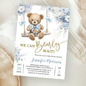 We Can Bearly Wait Teddy Bear Baby Shower Boy Blue 招待状