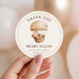 We Can Bearly Wait Teddy Bear Baby Shower Favor ラウンドシール