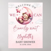 We can Bearly wait - Teddy Bear Baby shower Girl ポスター (正面)