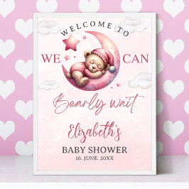 We can Bearly wait - Teddy Bear Baby shower Girl ポスター