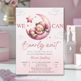 We can Bearly wait - Teddy Bear Baby shower Girl 招待状