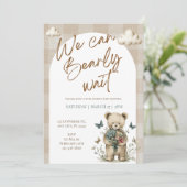 We Can Bearly Wait Teddy Bear Baby Shower Invite 招待状 (スタンド正面)