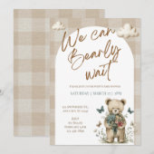 We Can Bearly Wait Teddy Bear Baby Shower Invite 招待状 (正面/裏面)