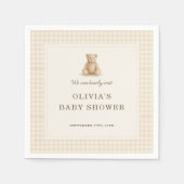 We Can Bearly Wait Teddy Bear Baby Shower Party スタンダードカクテルナプキン (正面)