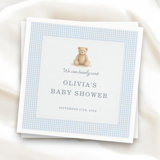 We Can Bearly Wait Teddy Bear Baby Shower Party スタンダードカクテルナプキン