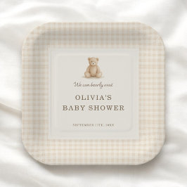 We Can Bearly Wait Teddy Bear Baby Shower Party ペーパープレート