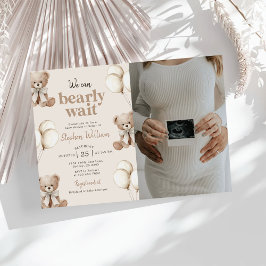 We Can Bearly Wait Teddy Bear Baby Shower Photo 招待状