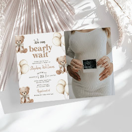 We Can Bearly Wait Teddy Bear Baby Shower Photo 招待状