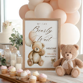 We Can Bearly Wait Teddy Bear Baby Shower Welcome ポスター