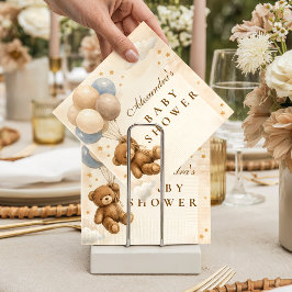 We Can Bearly Wait Teddy Bear Balloon Baby Shower スタンダードカクテルナプキン