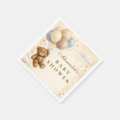We Can Bearly Wait Teddy Bear Balloon Baby Shower スタンダードカクテルナプキン (角)