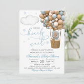 We Can Bearly Wait Teddy Bear Balloon Baby Shower 招待状 (スタンド正面)