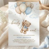 We Can Bearly Wait Teddy Bear Balloon Baby Shower 招待状
