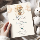 We Can Bearly Wait Teddy Bear Balloon Baby Shower 招待状