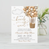 We Can Bearly Wait Teddy Bear Balloon Baby Shower 招待状 (スタンド正面)