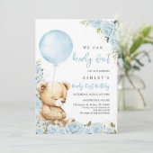 We Can Bearly Wait Teddy Bear Birthday Invitation 招待状 (スタンド正面)