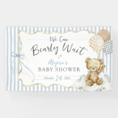 We Can Bearly Wait Teddy Bear Blue Baby Boy Shower 横断幕 (横)