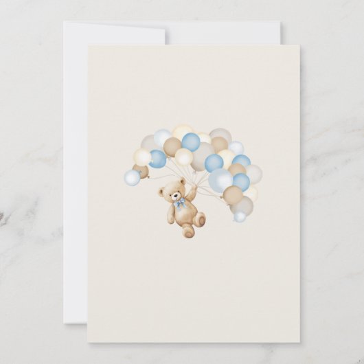 We Can Bearly Wait Teddy Bear Boy Baby Shower 招待状 (裏面)